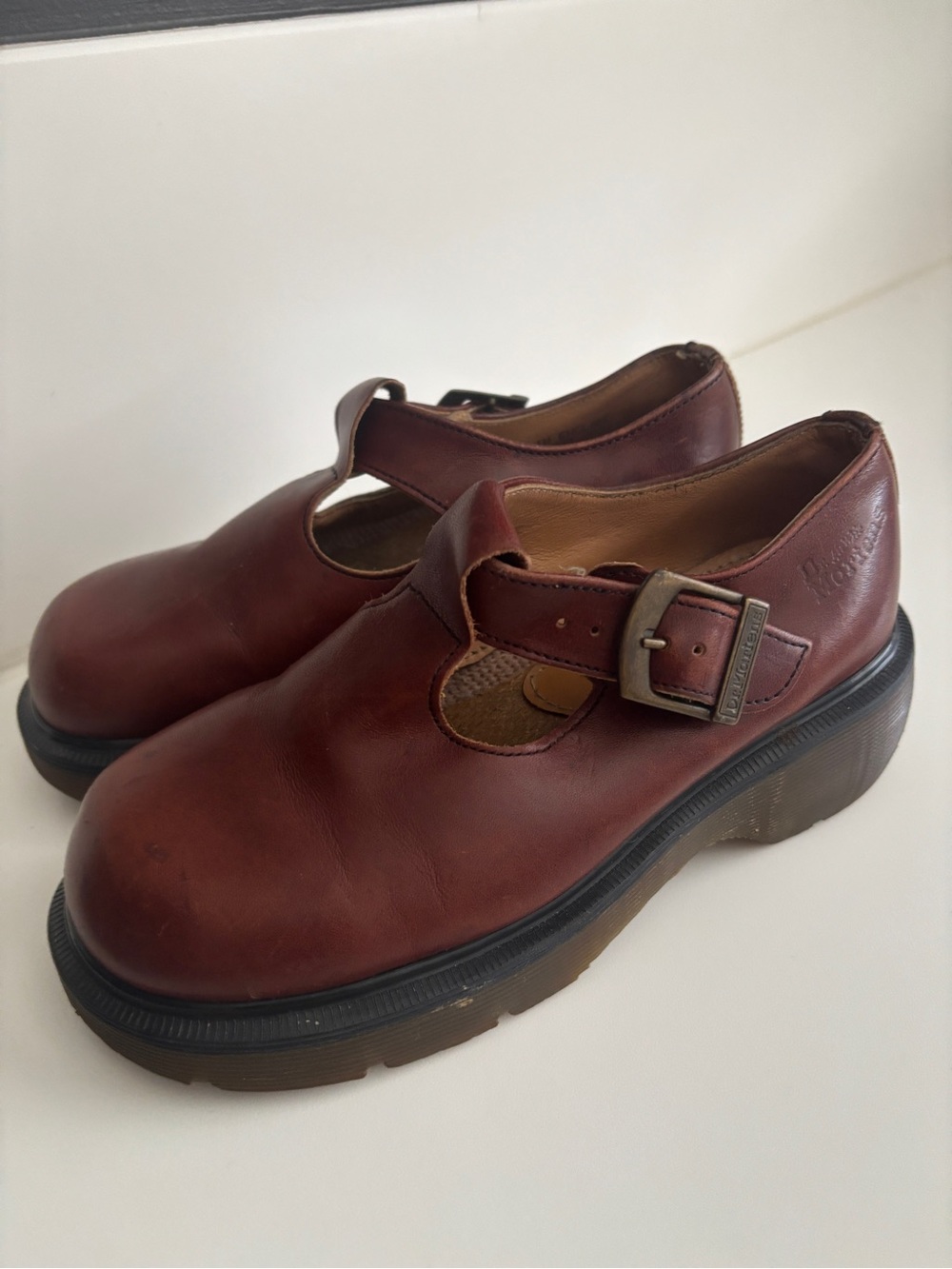 Vtg 90s Dr Martens 8334 Mary Janes Made In England Envoy Club Sole Cherry Red UK